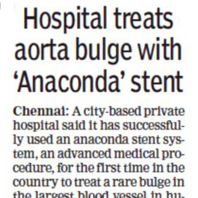 Hospital treats aorta bulge with Ananconda stent - The Times of India