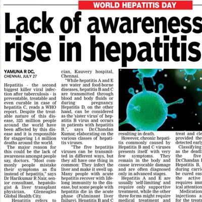 Lack of awareness behind rise in hepatitis cases - Deccan Chronicle News