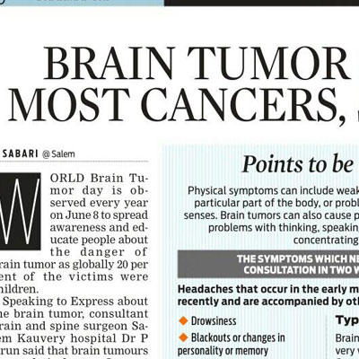 Brain Tumor similar to most cancers says Doctor - The New Indian Express News