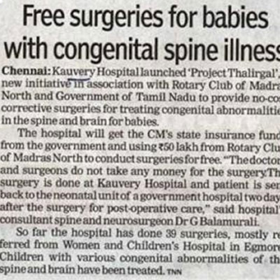 Free surgeries for babies with congenital spine illness - The Times of India News