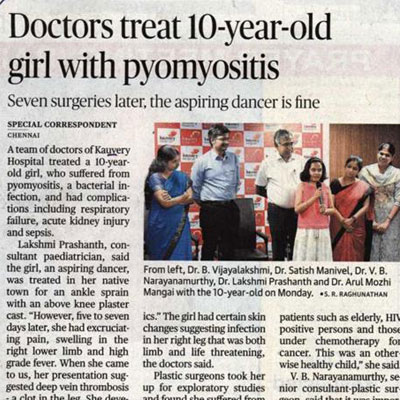 Curing a Child with Pyomyositis to make her dance once again - The Hindu News