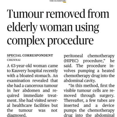 Tumour removed from elderly woman using complex procedure - The Hindu