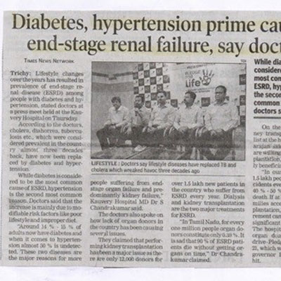 Diabetes hypertension prime cause of end stage renal failure say doctors - Times of India