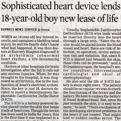 Sophiticated heart device lends 18 year old boy new lease of life - The New Indian Express
