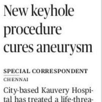 New keyhole proedure cures aneurysm - The Hindu