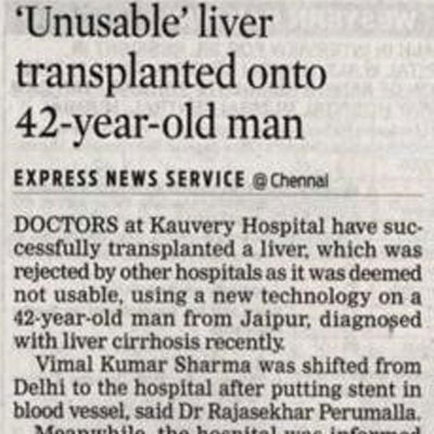 Unusable liver transplanted onto a 42 year old man - The New Indian Express