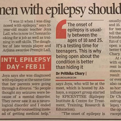 Dr. Prathika Chary on Epilepsy in women - The Times of India