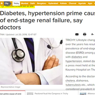Diabetes, hypertension prime cause of end-stage renal failure - Times of India