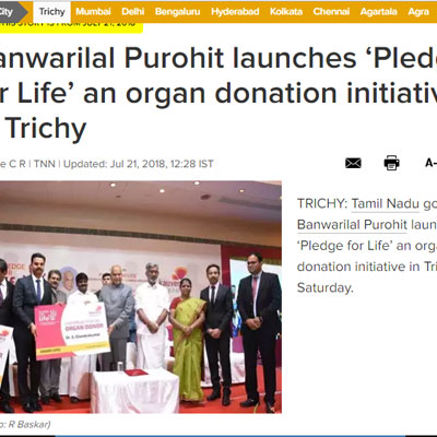 organ donation initiative in Trichy - Pledge for Life - Times of India