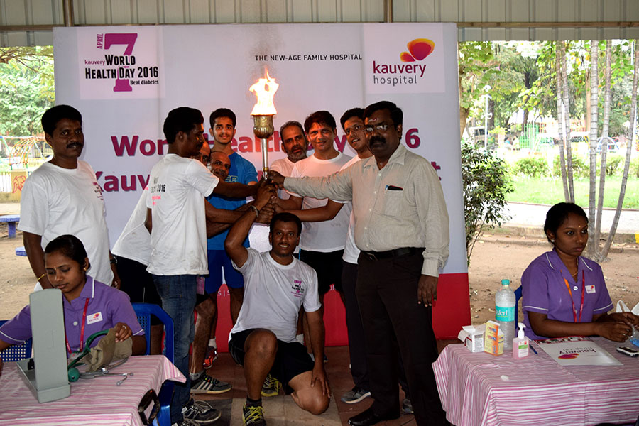 free health check-ups on World Health Day| Kauvery Hospital Chennai Kauvery Hospital celebrates World Health Day with Torch Relay1
