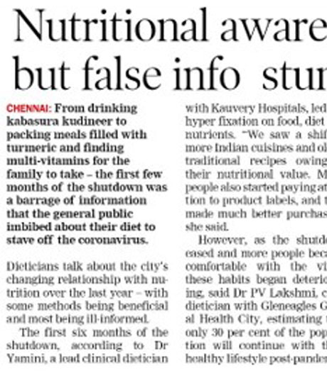 Nutritional awareness among people in Chennai