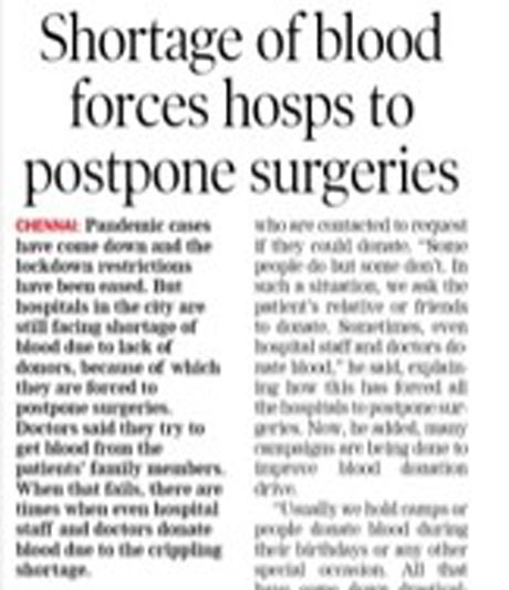 Blood donation shortage amidst pandemic