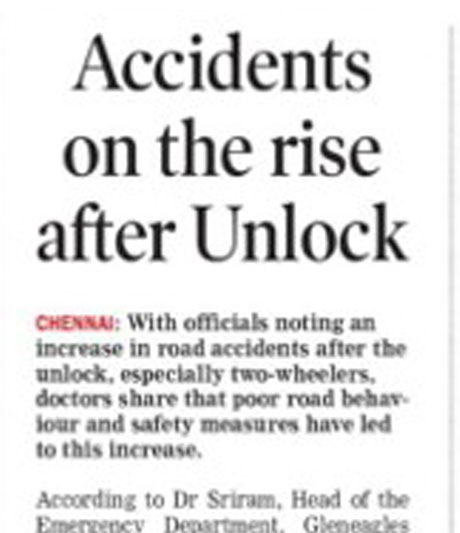 Accidents on Rise after Unlock