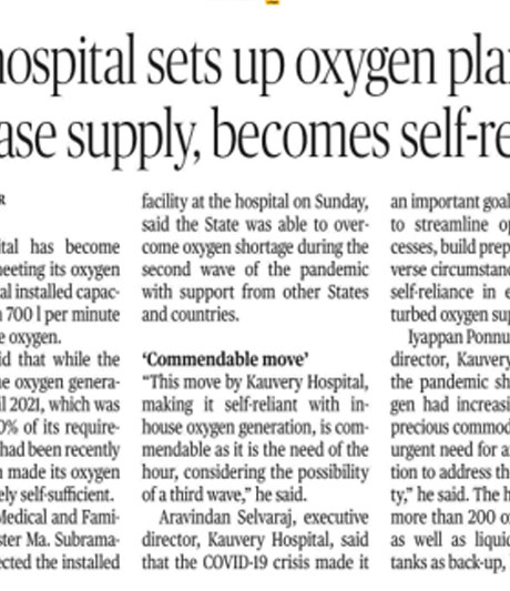 Kauvery hospital launches self reliant oxygen generators