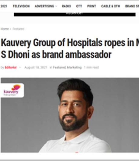 Kauvery Hospital ropes in MS Dhoni as brand ambassador