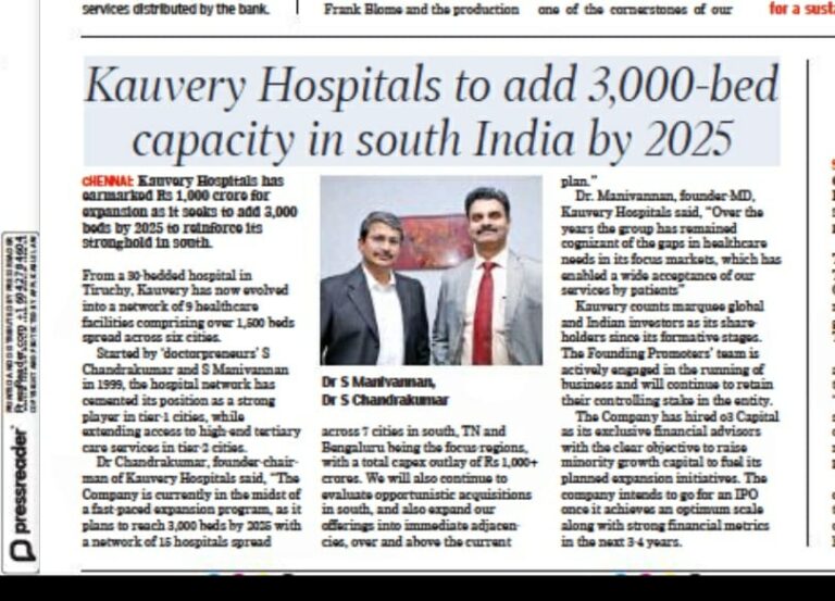 Hospitals expanding to 3,000 beds capacity in South India by 2025