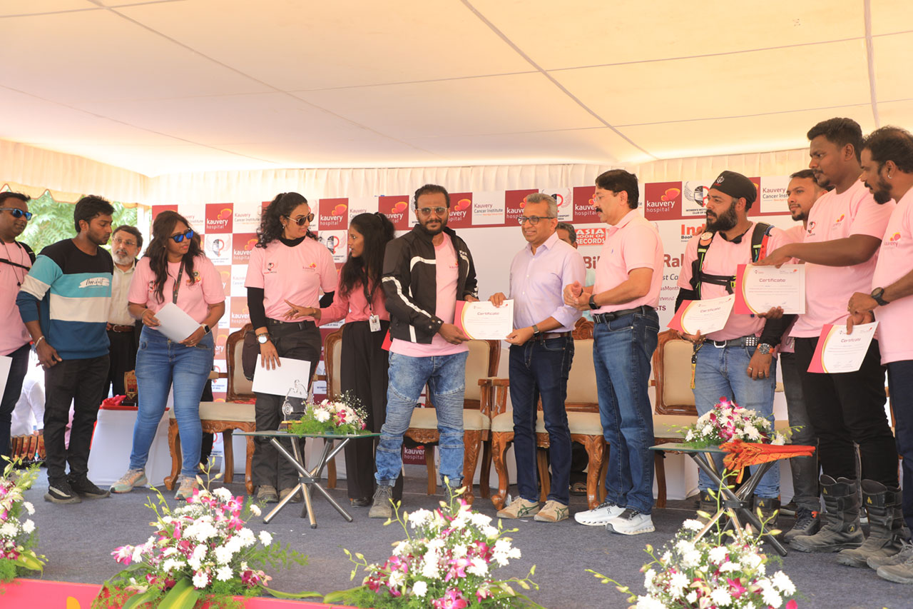Kauvery Hospitals and Women Motorsport Club organized a Bikeathon Rally to raise awareness on Breast Cancer