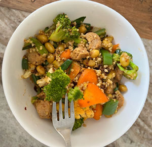 Millet Vegetable Bowl with Soya Chunks and Butter Beans